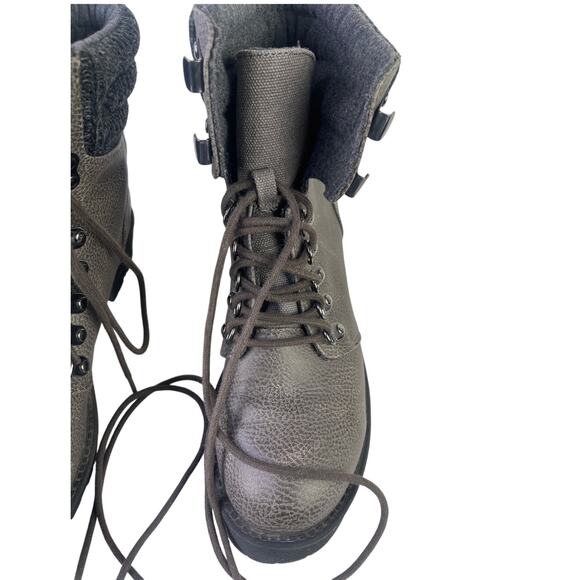 MIA Women's Lindsey Gray Knit Cuffed Ankle Boot Chunky Hiking Combat Size 6.5 - Picture 10 of 12